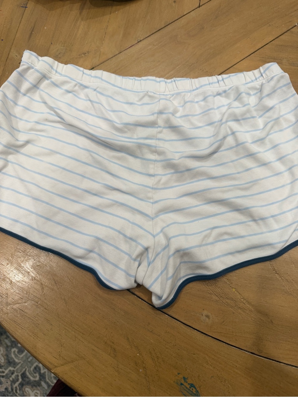 Lake Blue-Trim White Striped Pajama Set Medium - Picture 11 of 11